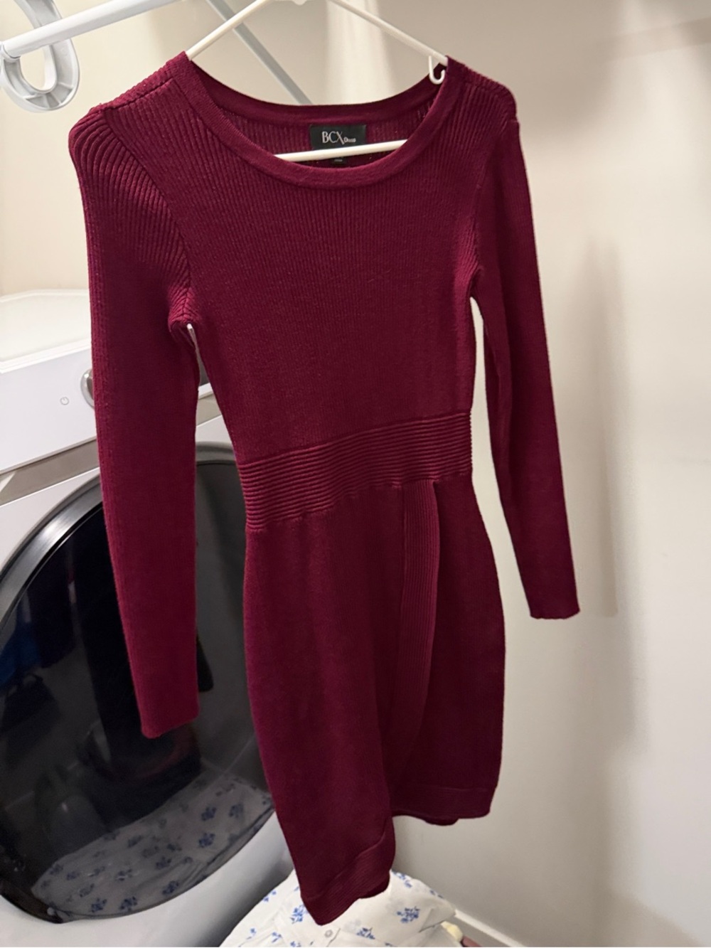 BCX Ribbed Long-Sleeve Knit Dress